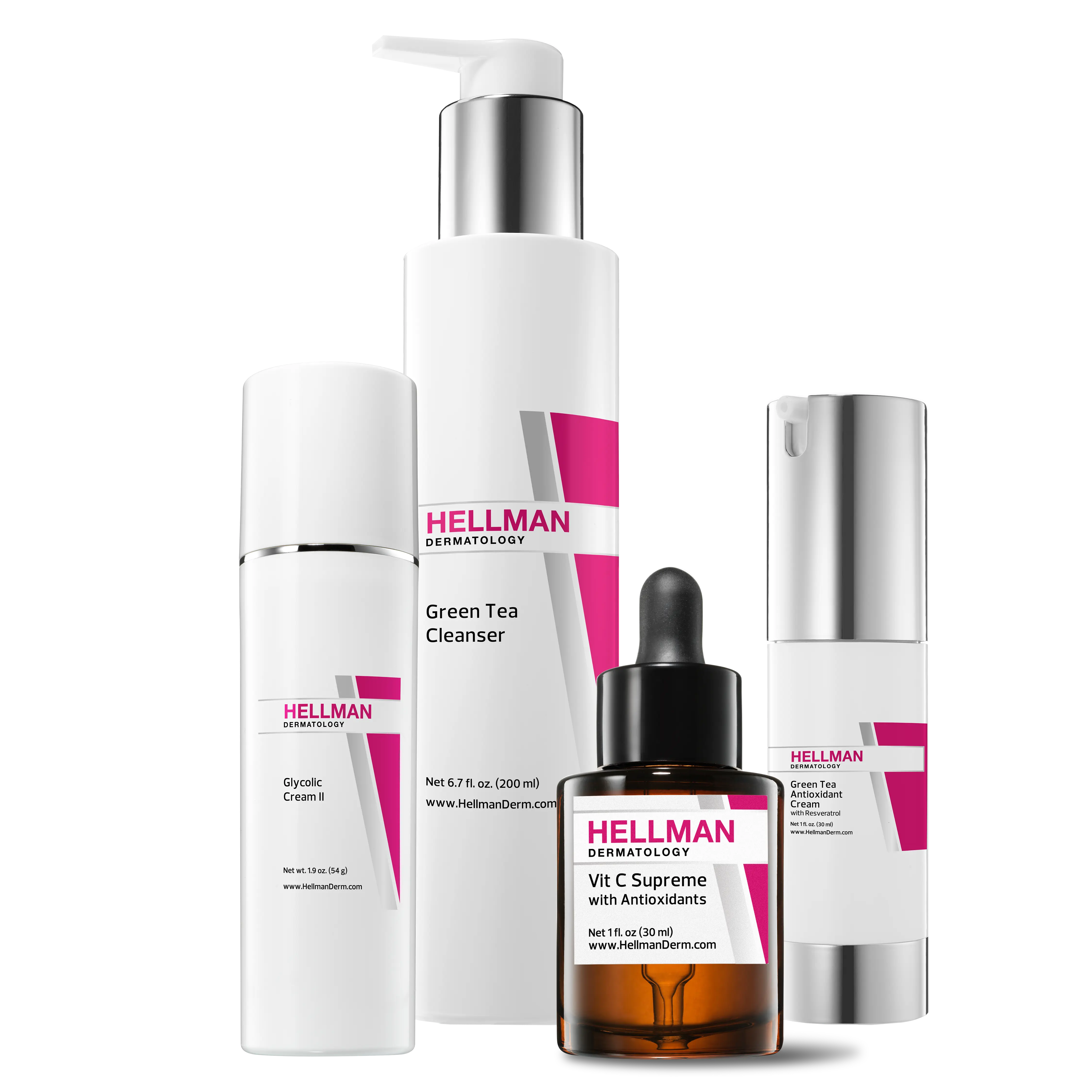 Green Tea Cleanser + Vitamin C Rejuvenation Serum + Green Tea Antioxidant Cream + Glycolic Cream I - Price: $299