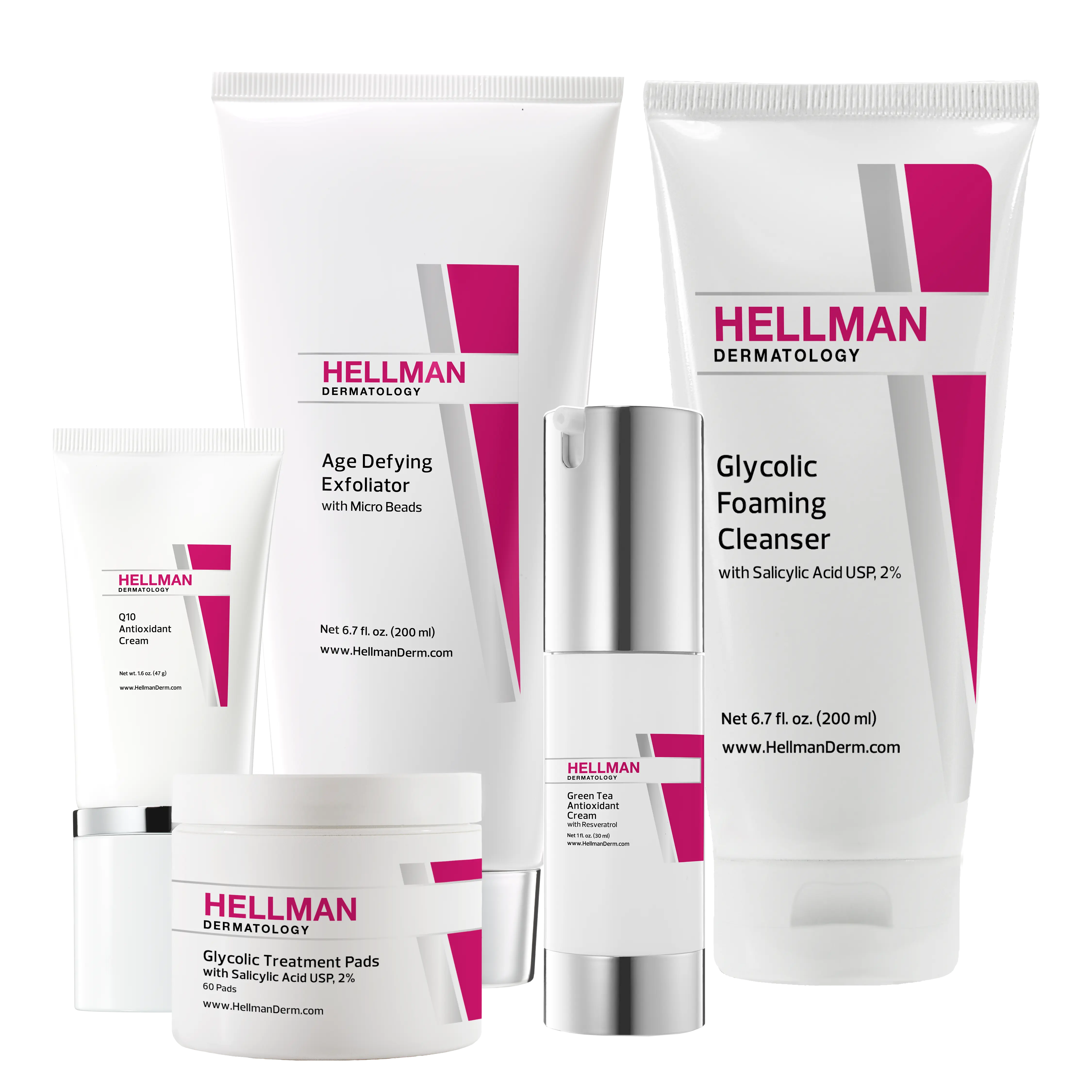 Glycolic Foaming Cleanser (Gly-Sal Cleanser) + Glycolic Treatment Pads (Gly-Sal Pads) + Green Tea Antioxidant Cream + Q 10 Antioxidant Serum - Price: $210